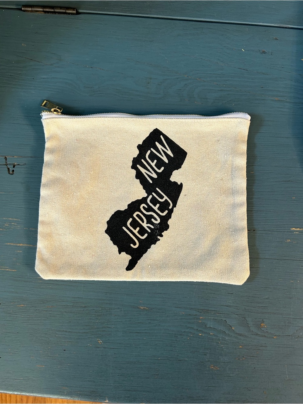 New Jersey Canvas Cosmetic Pouch - White & Black 7x9”